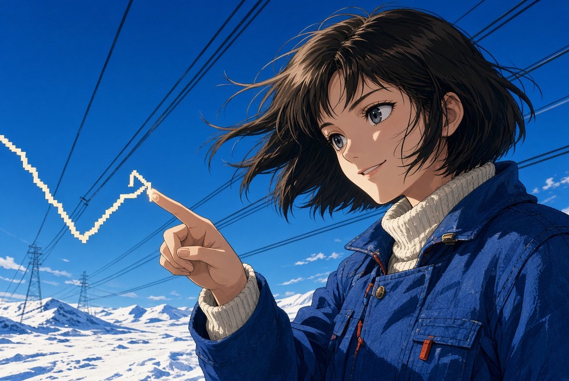 Anime Winter Power Line Portrait
