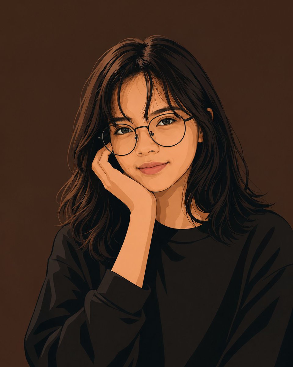 Clean Vector Portrait of Young Woman