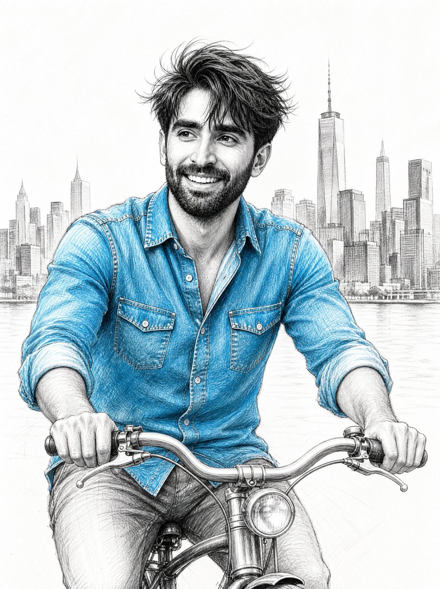 Blue Denim Bicycle Sketch