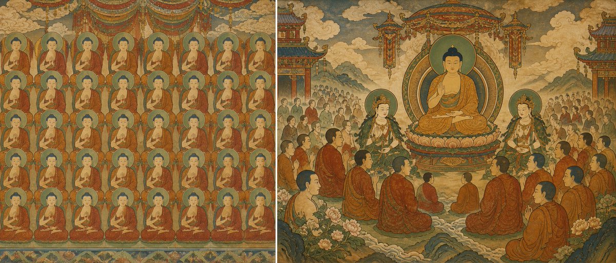 Buddhist Mural Composition Diptych