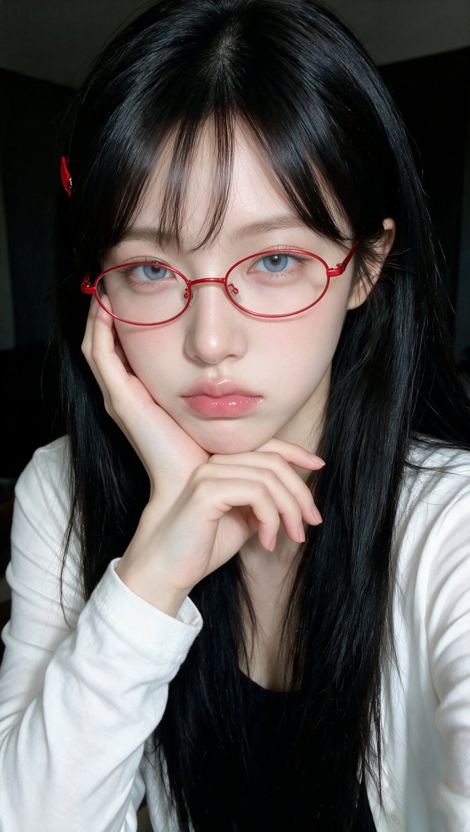 Realistic Selfie Portrait with Red Glasses 4