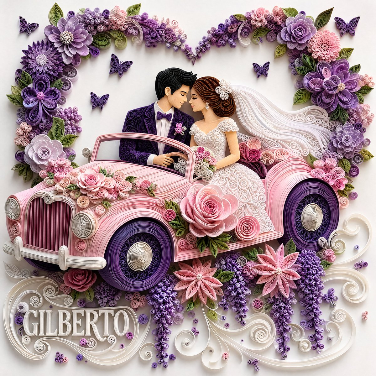 3D Paper Quilling Wedding Art