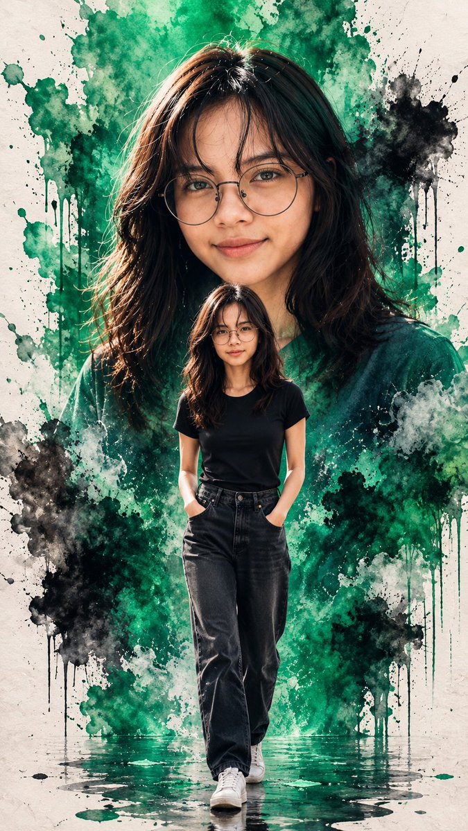 Emerald Double Exposure Fashion Portrait