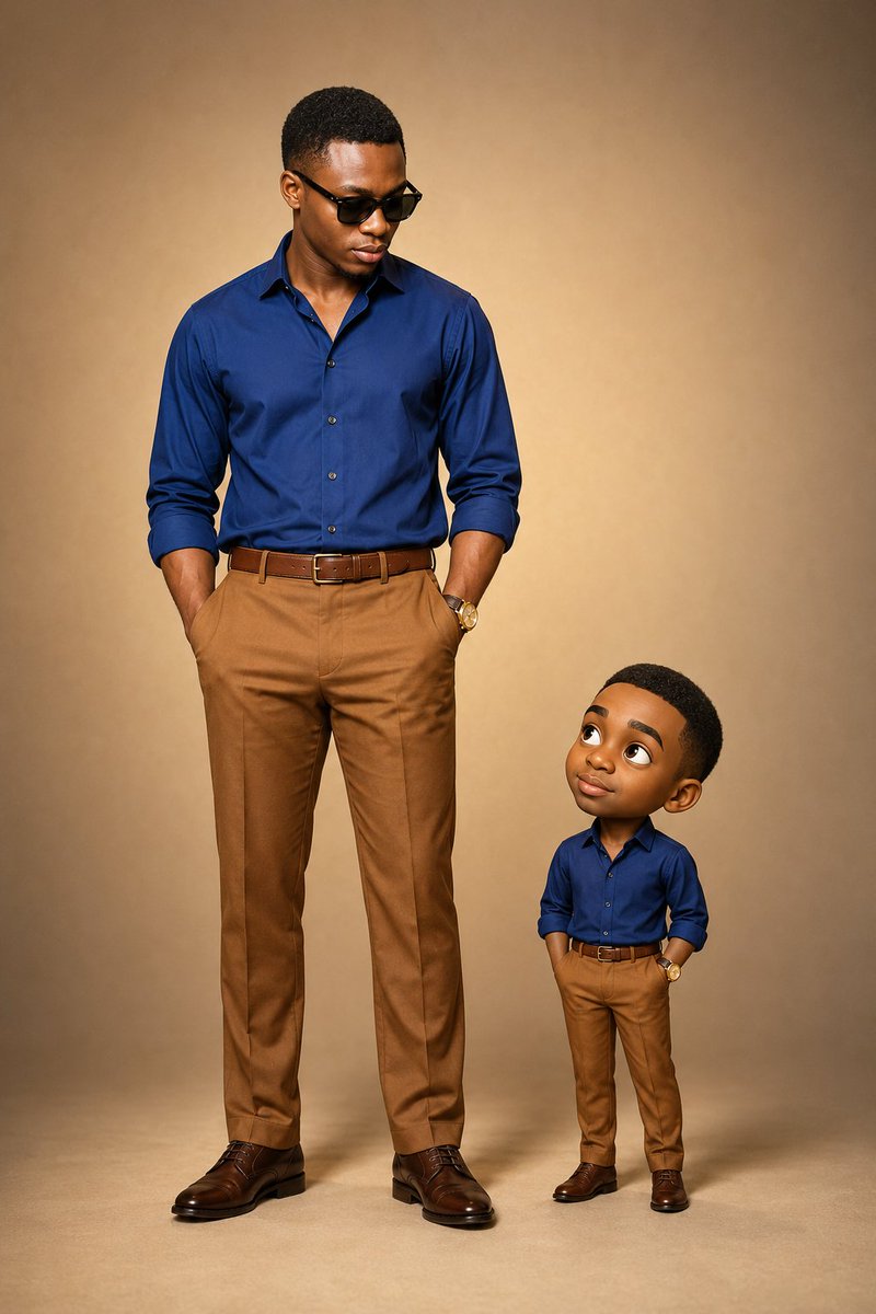 Human and Mini-Me Studio Portrait