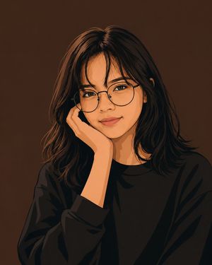 Clean Vector Portrait of Woman with Glasses — Create a minimalist clean flat vector portrait of {argument name="character description" default="a young woman"} 