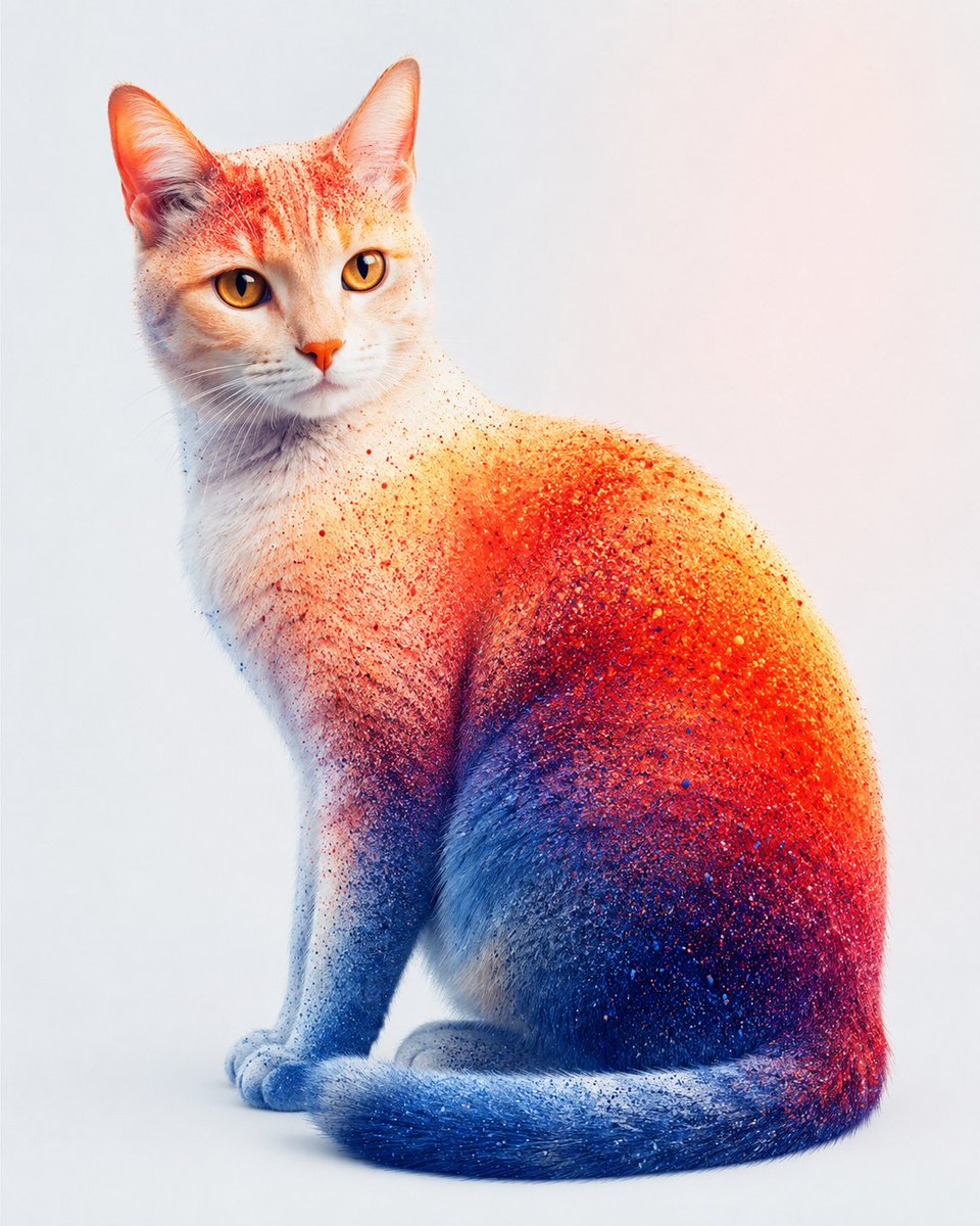 Color Powder Cat Portrait