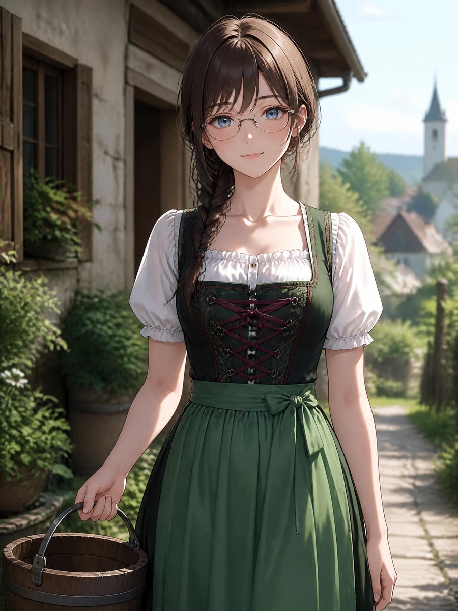 Anime Dirndl Village Portrait