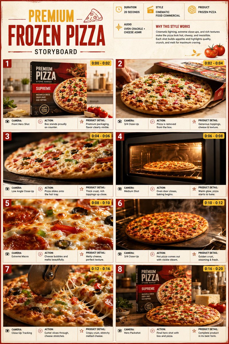Frozen Pizza Commercial Storyboard