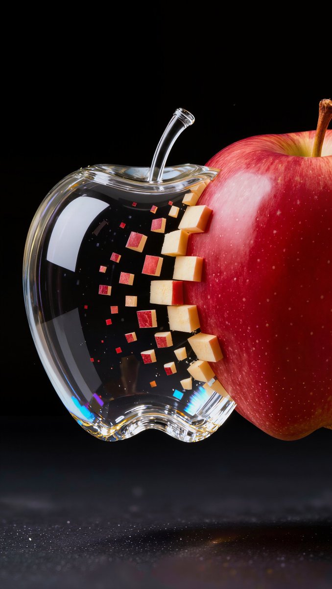 Prompt:

A single apple crossing a black void, mov