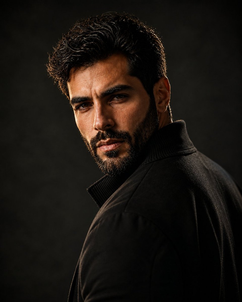 Masculine Cinematic Over-the-Shoulder Portrait