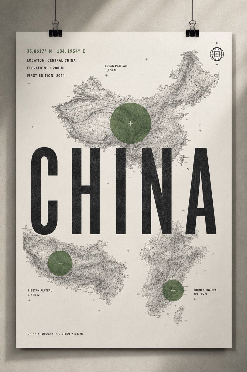Infographic / Edu Visual - Topographic Country Cartography Art Print example image 4
