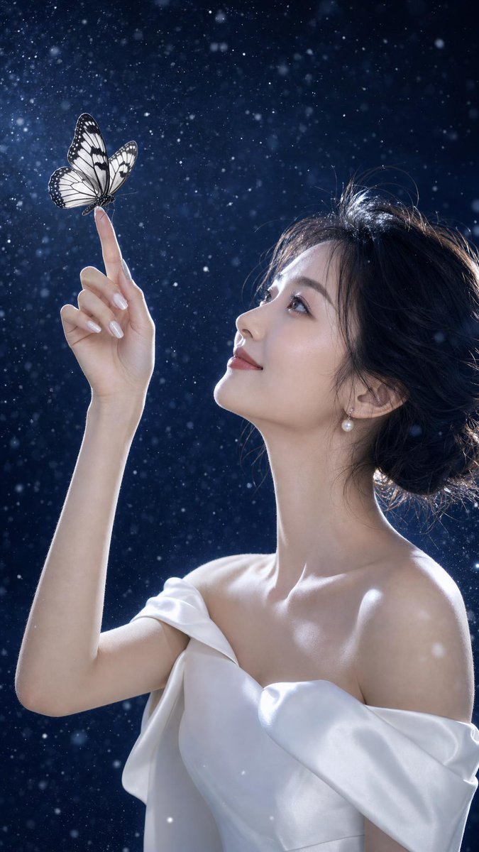 Profile / Avatar - Ethereal East Asian Portrait with Butterfly example image 2