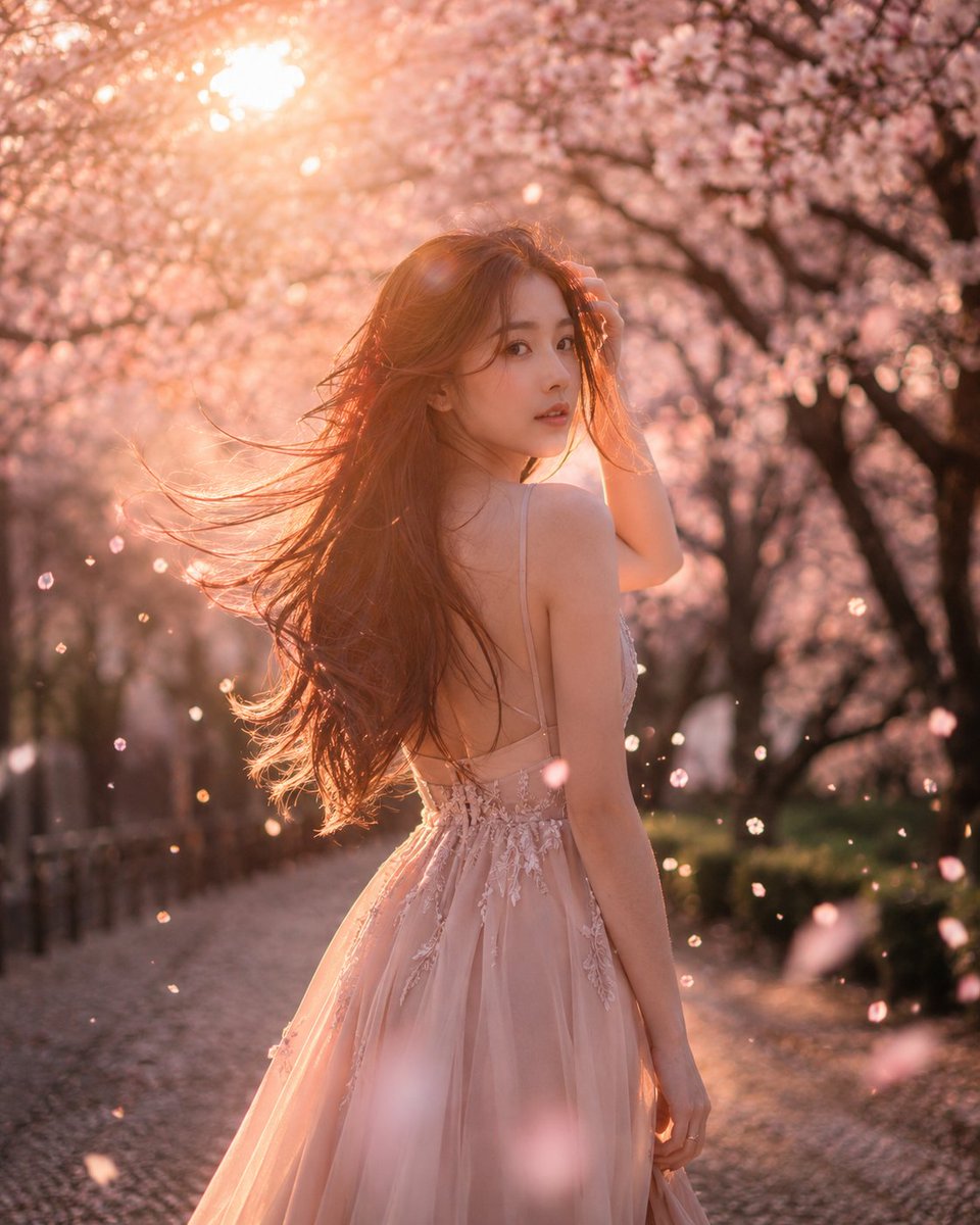 Cinematic Spring Portrait in Cherry Blossoms