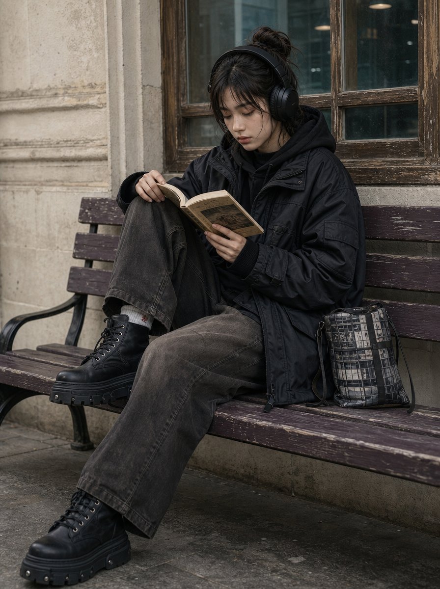 All-Black Urban Reading Portrait