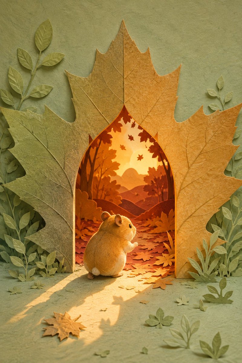 Hamster Autumn Leaf Doorway