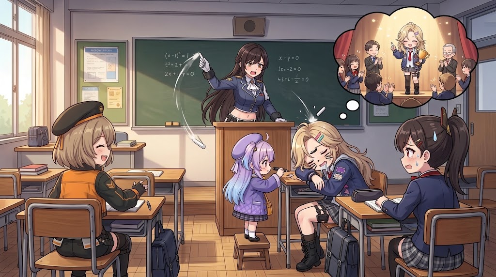 Anime Classroom Sleeping Student Scene