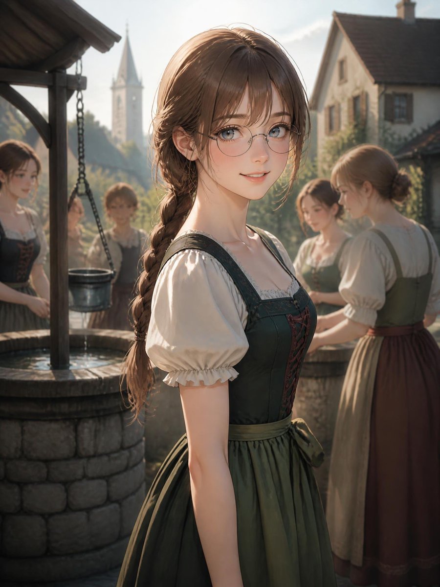 Medieval Village Girl at the Well