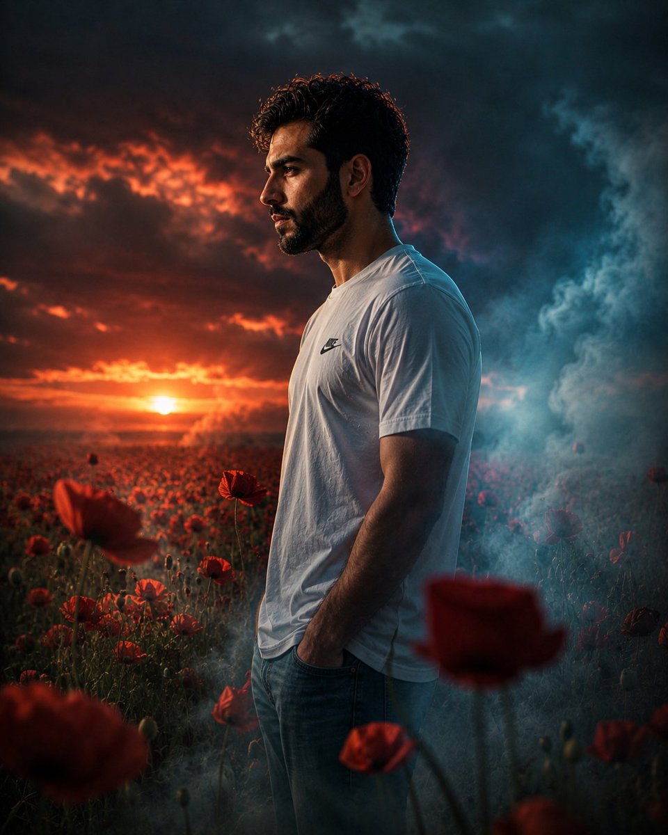 Poppy Field Sunset Portrait