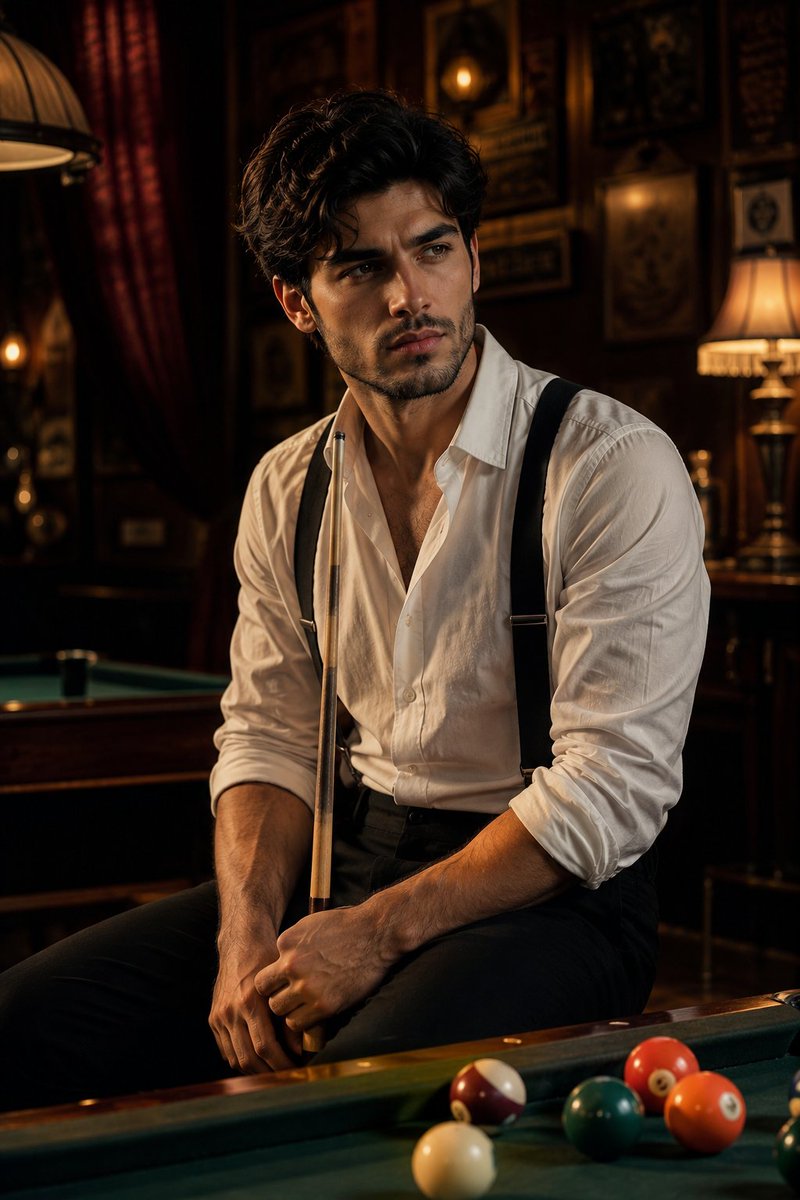 Cinematic Billiards Hall Portrait