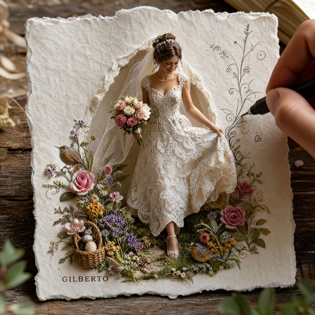 3D Paper-Craft Bride Sculpture
