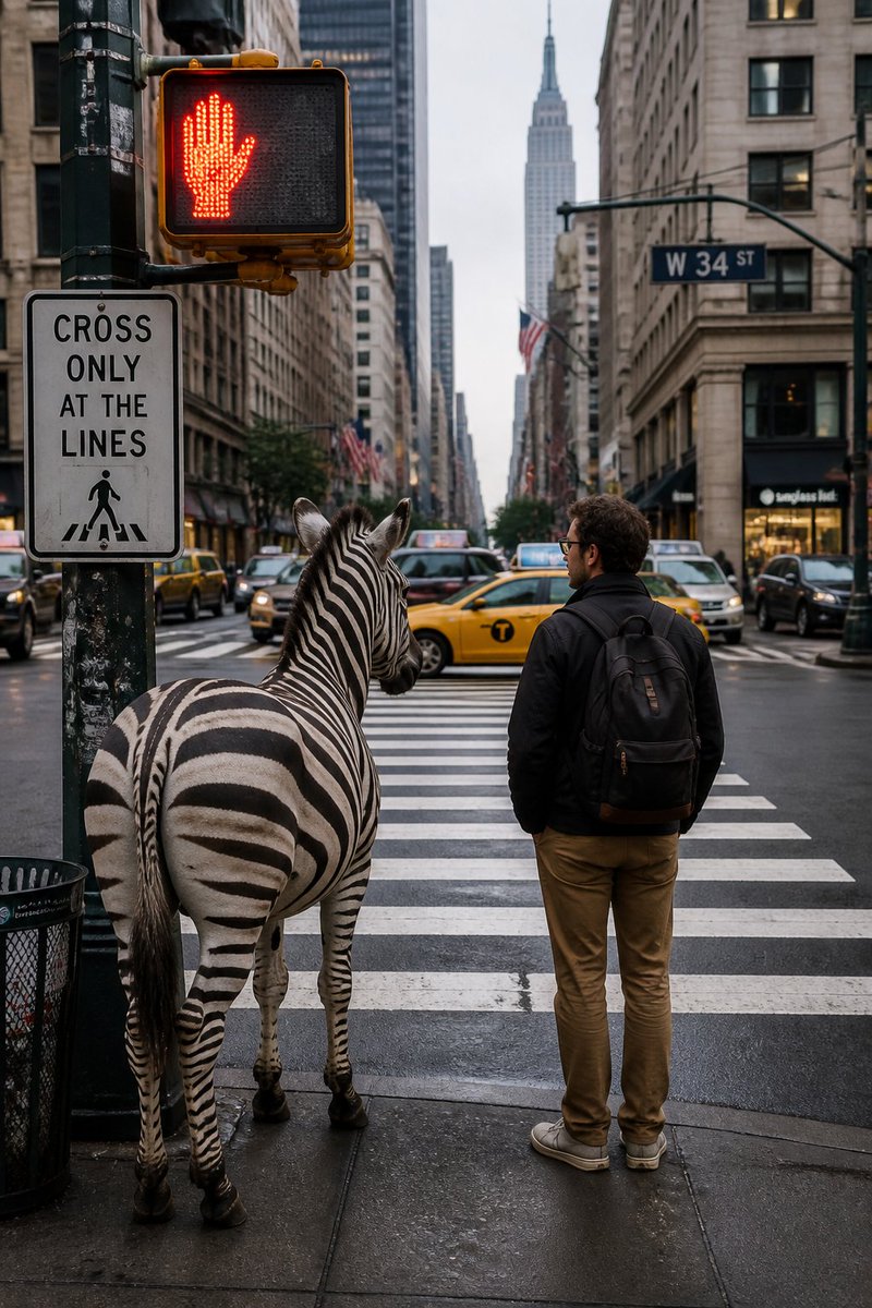 Zebra at City Crosswalk