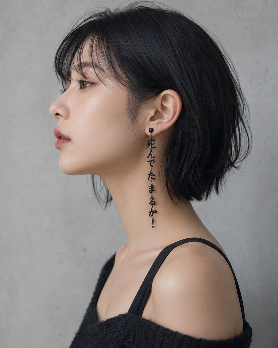 Side Profile Japanese Woman with Earring