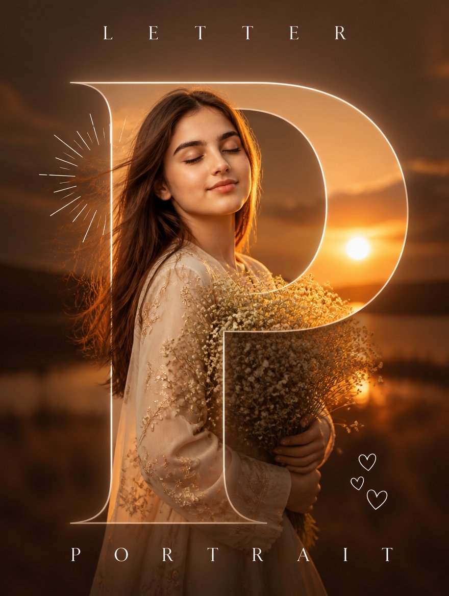 Luxury Sunset Letter Portrait