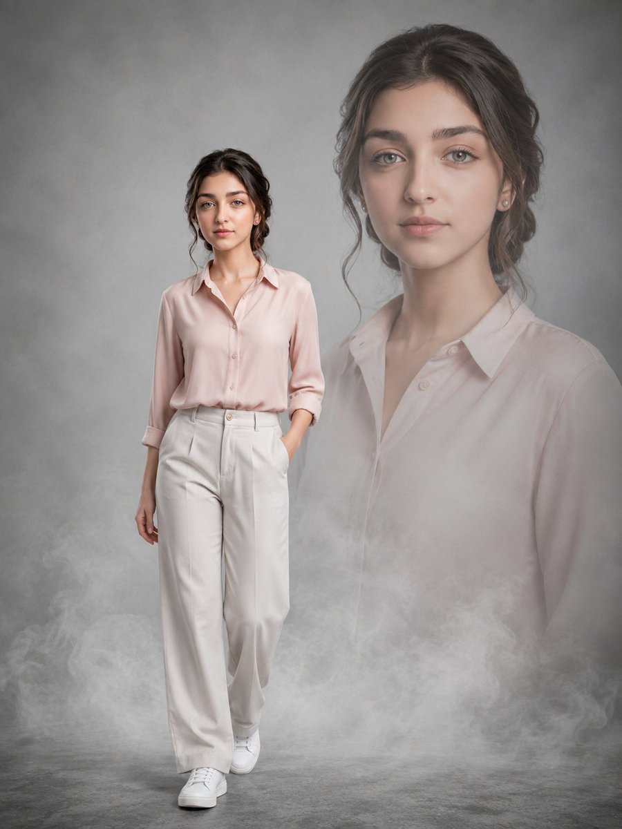Cinematic Double Exposure Studio Portrait