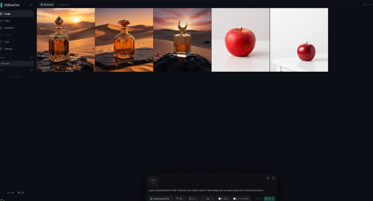 Dark AI Generation Dashboard Screenshot