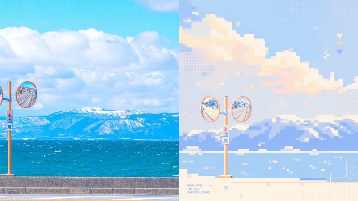Pastel Pixel Seaside Diptych