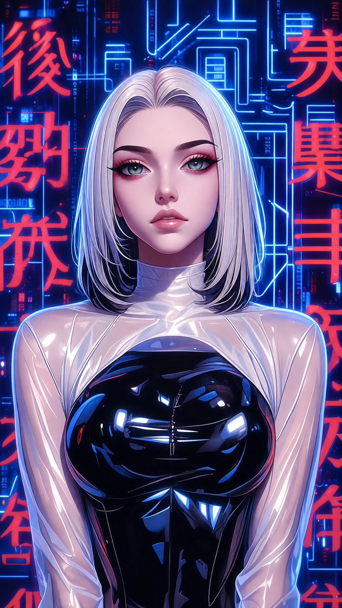 Futuristic Silver Hair Anime Portrait