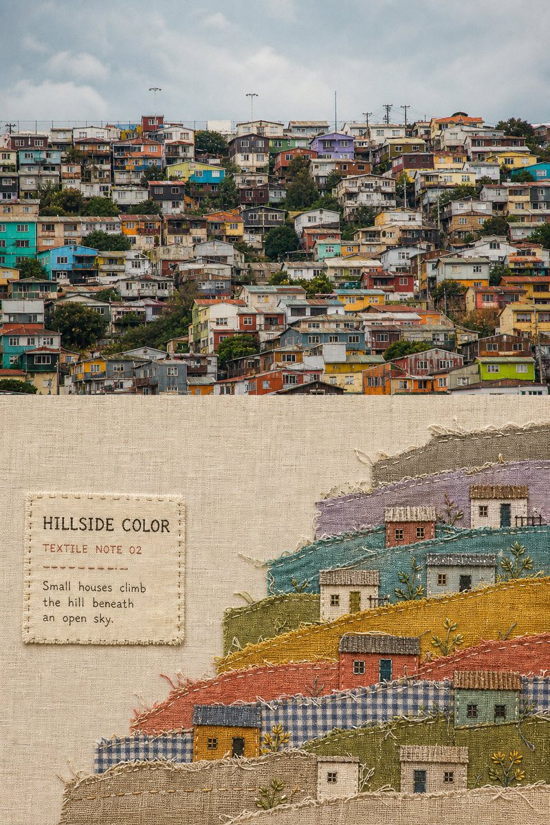 Fabric Collage Travel Memory Poster