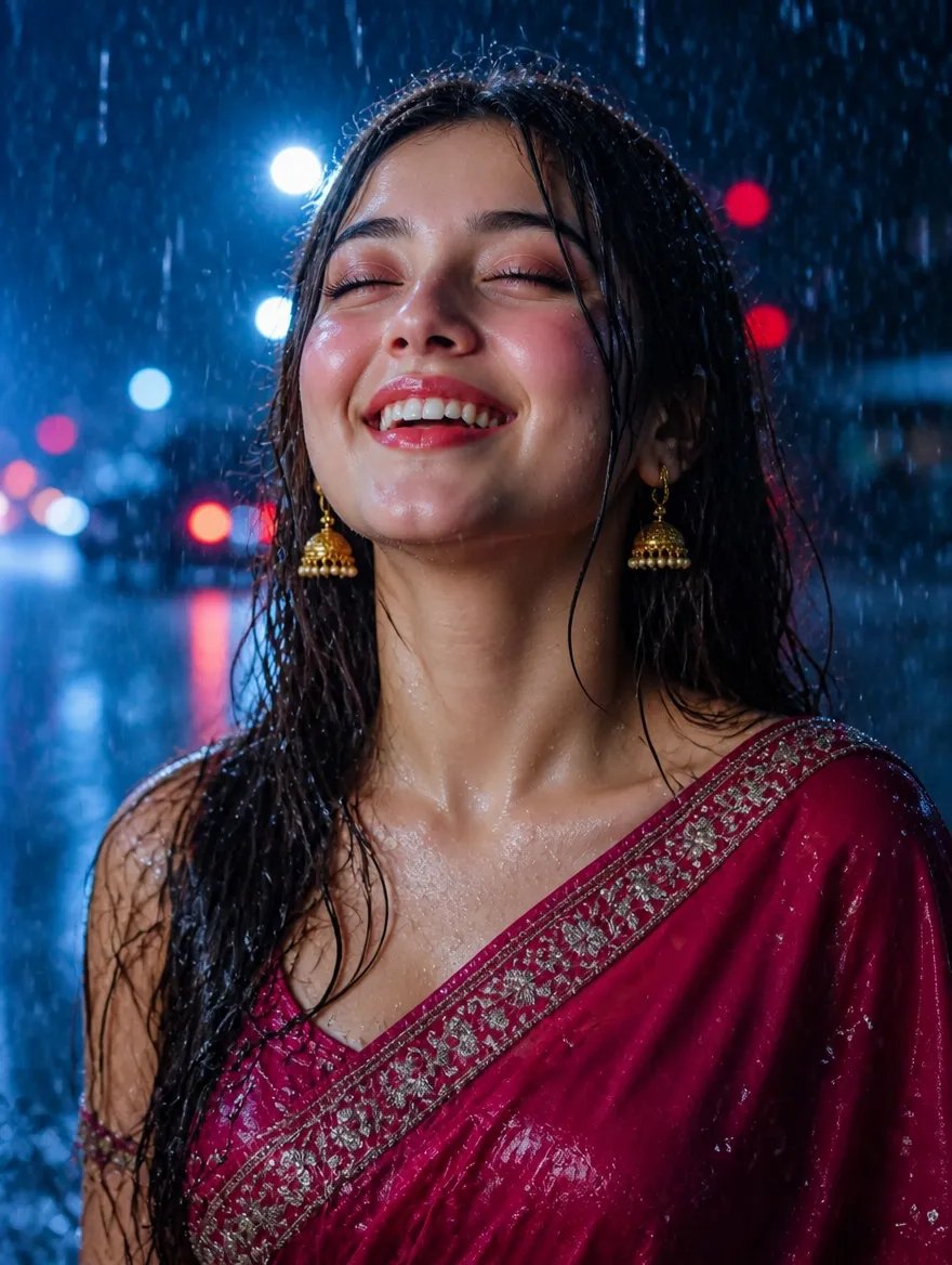 Rainy Night Sari Portrait