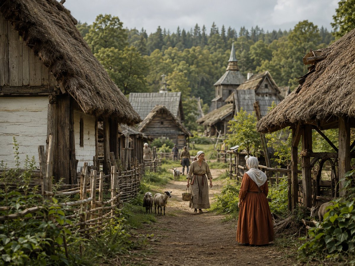 Photorealistic Medieval Village Lane