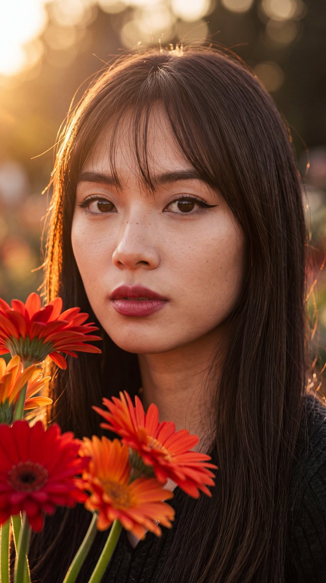 Profile / Avatar - East Asian Woman with Gerbera Flowers - Image 2