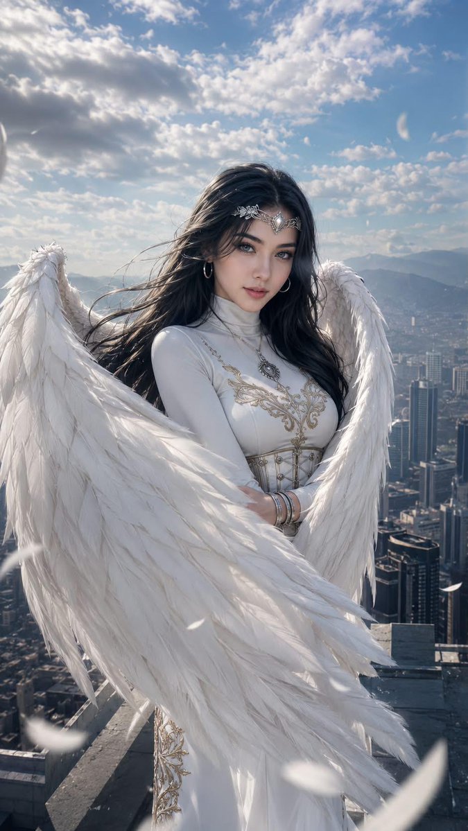 Modern Angel Rooftop Portrait