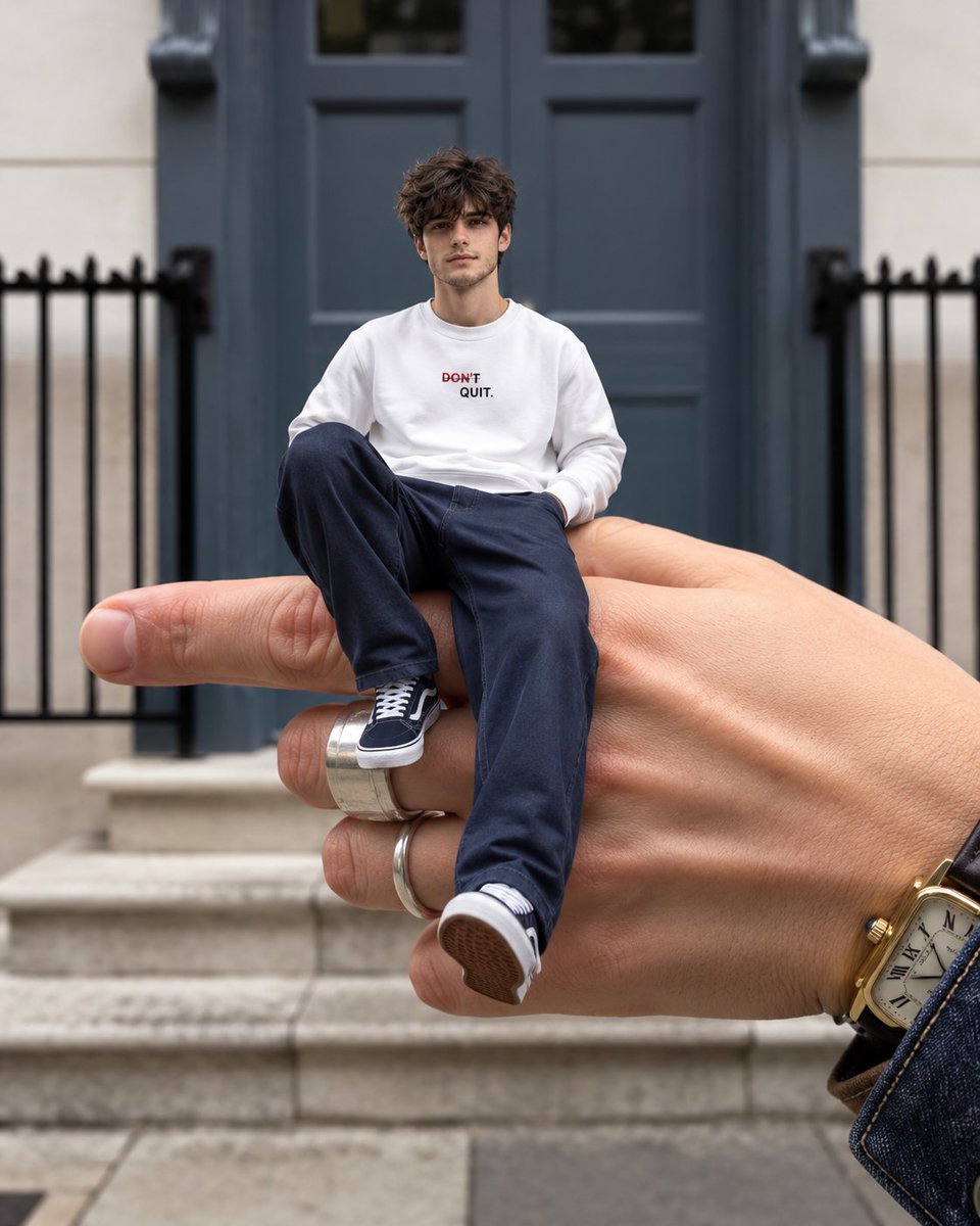 Surreal Miniature Person on Giant Hand