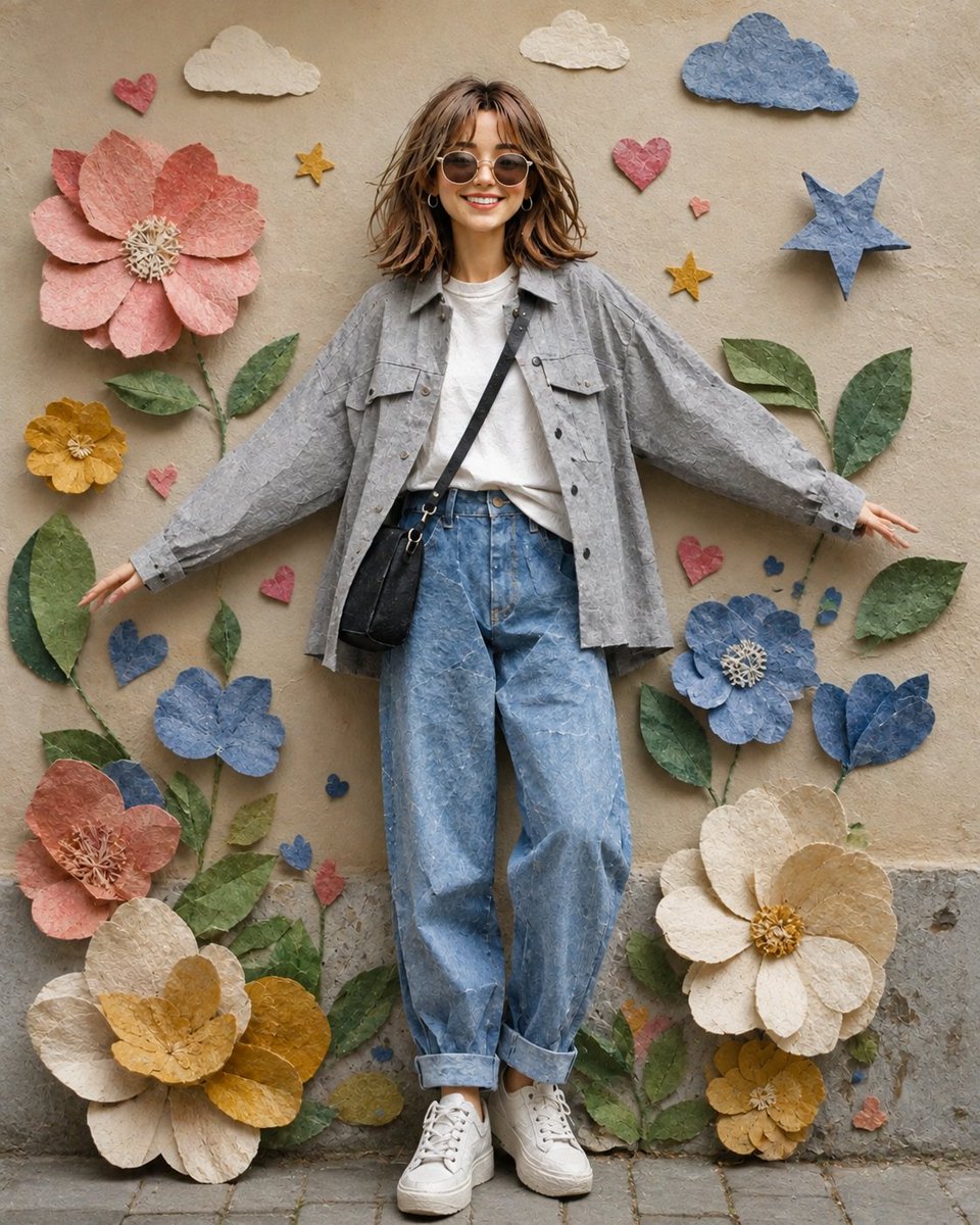 Paper Collage Portrait of a Young Woman