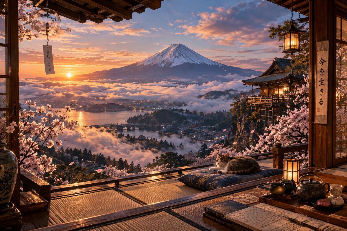 Mount Fuji Ryokan Sunset View