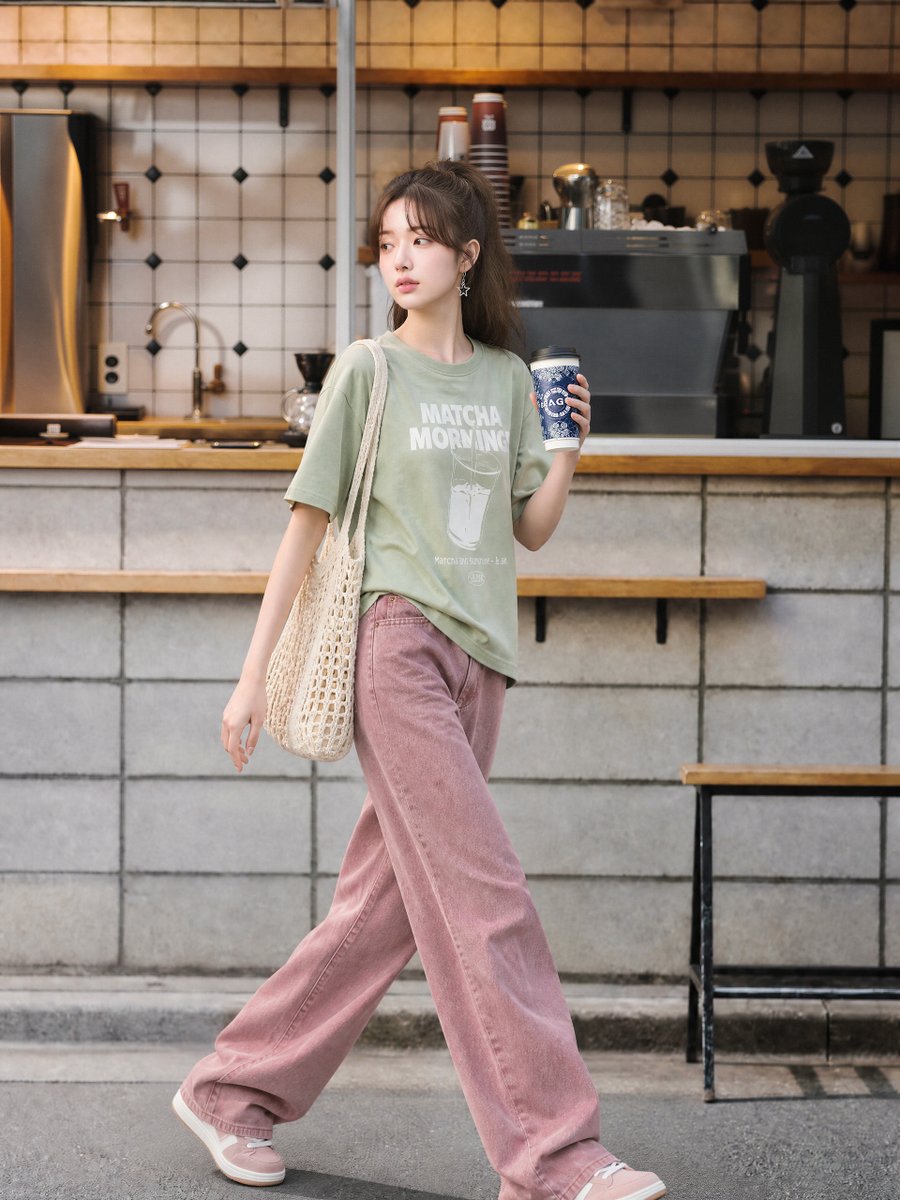 Pastel Cafe Street Style Portrait