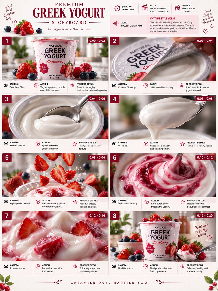 Comic / Storyboard - Premium Yogurt Commercial Storyboard - Image 1