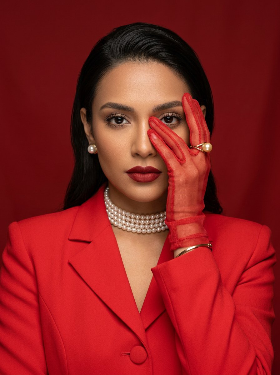 Product Marketing - Red Mesh Glove Studio Portrait - Image 1