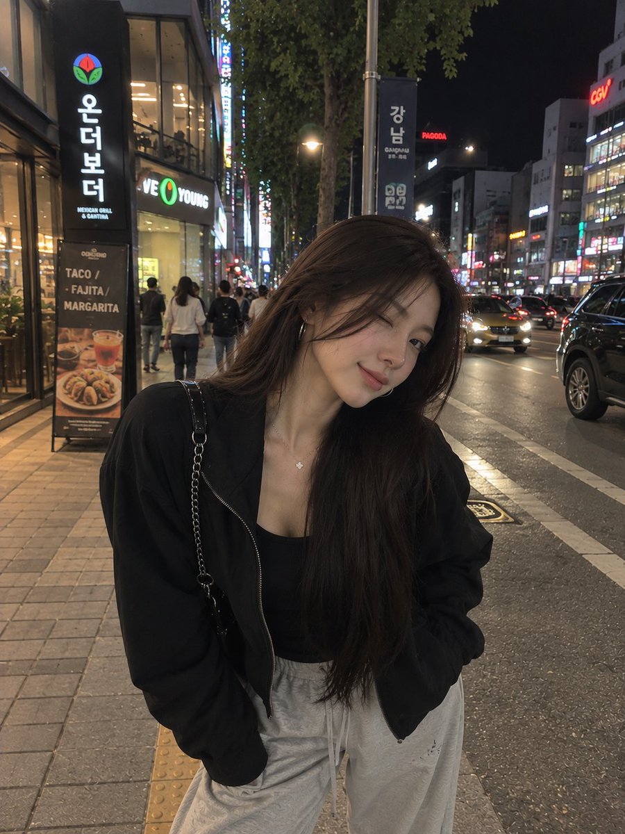 Urban Night Street Selfie Portrait