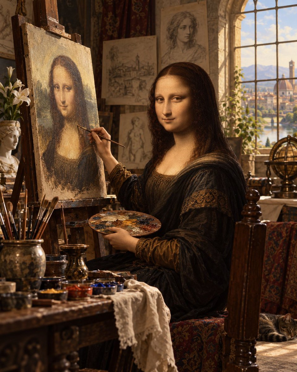 Mona Lisa Painting Herself