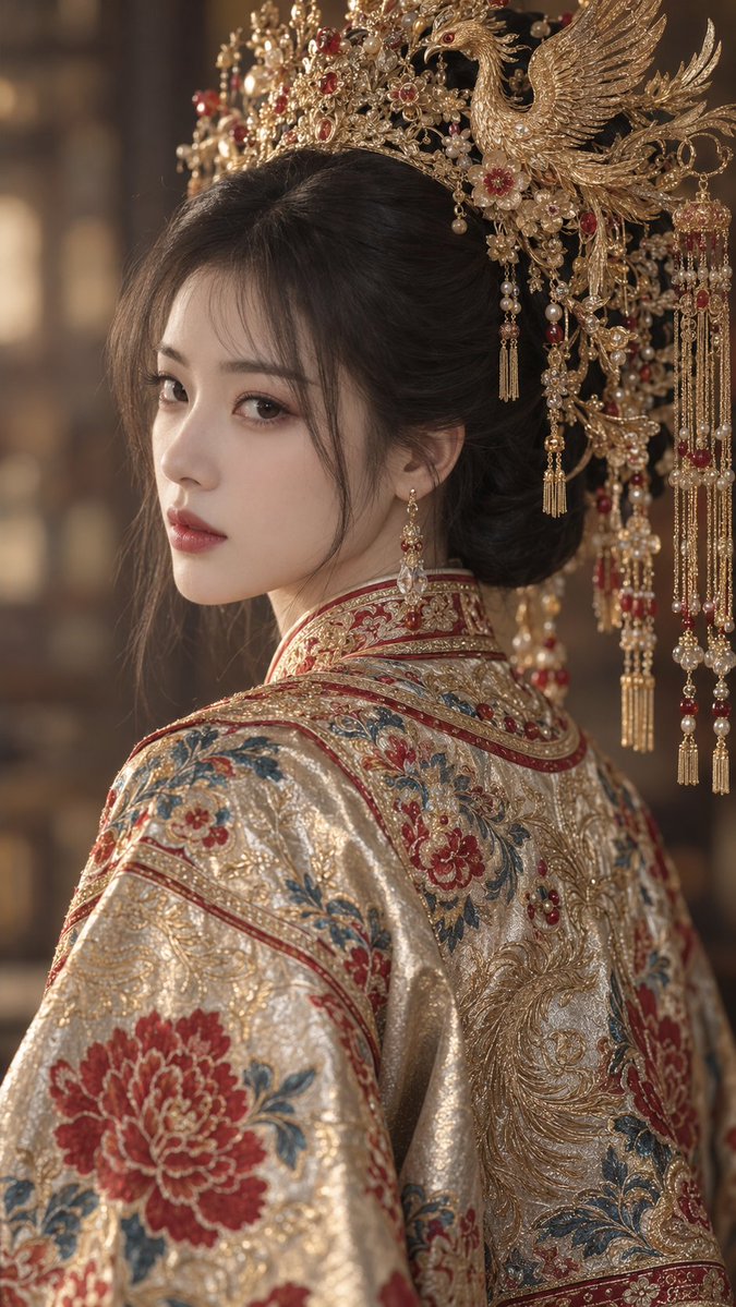 Golden Phoenix Crown Guofeng Portrait