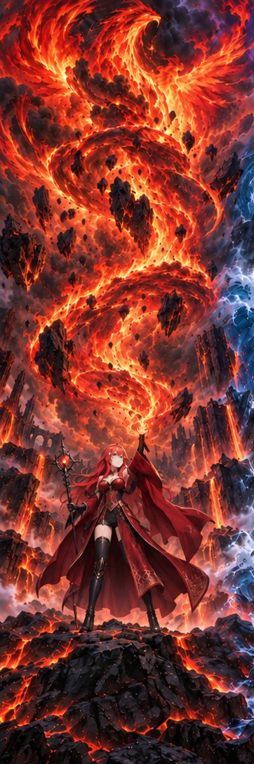Fire Demon Queen Vertical Fantasy Art