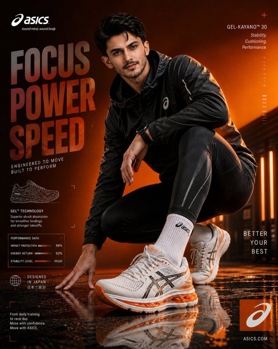 Product Marketing - Premium ASICS Sportswear Advertisement - Image 1