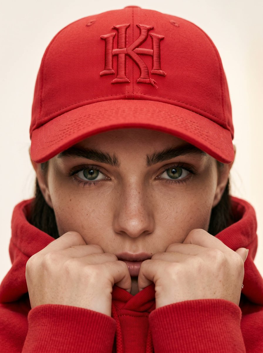 Product Marketing - Tight Red Cap Fashion CloseUp - Image 1