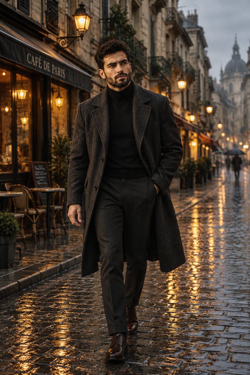 Social Media Post - Cinematic Rainy European Street Portrait - Image 1