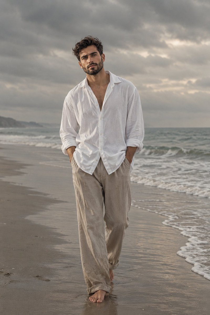 Product Marketing - Melancholic Beach Fashion Portrait - Image 1